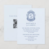 Carte D'accompagnement Cimier baroque Mariage bleu français (Devant / Derrière)