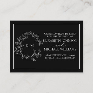 Carte D'accompagnement Cimier blanc noir Monogramme Coronavirus