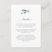 Carte D'accompagnement Cimier d'Eucalyptus | Détails de l'invité Mariage (Devant)