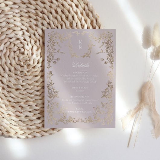 Carte D'accompagnement Cimier Élégant Classique Monogramme Réception de m