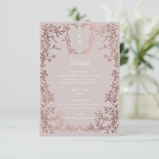 Carte D'accompagnement Cimier Élégant Classique Monogramme Réception de m (Debout devant)