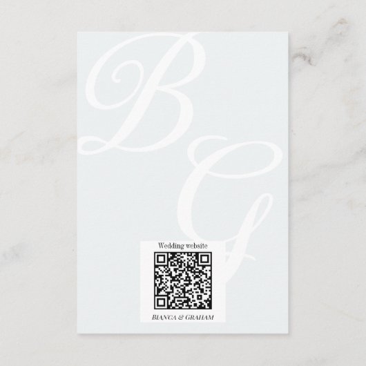 Carte D'accompagnement Cimier Mariage Monogramme noir & blanc détails (Dos)