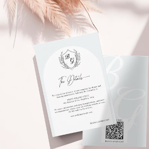 Carte D'accompagnement Cimier Mariage Monogramme noir & blanc détails