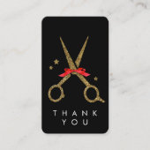 Carte D'accompagnement Ciseaux pailletés or - Coiffeur MERCI (Devant)