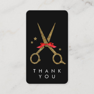 Carte D'accompagnement Ciseaux pailletés or - Coiffeur MERCI