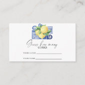 Carte D'accompagnement Citron Citrus - devinez combien de bouchons jeu de (Devant)