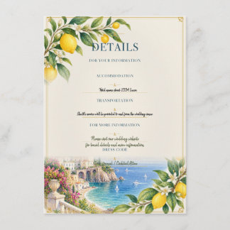 Carte D'accompagnement Citron d'Amalfi | Bleu et Jaune Détails de Mariage