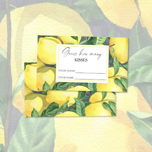 Carte D'accompagnement Citron - devine combien de baisers jeu de mariage