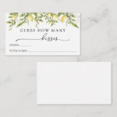 Carte D'accompagnement Citron et verdure Devinez combien de baisers (Devant / Derrière)