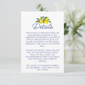 Carte D'accompagnement Citron Jaune Élégant Mariage Détails (Debout devant)