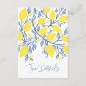 Carte D'accompagnement Citron jaune, vigne bleue mariage les détails (Devant)
