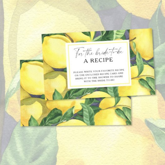 Carte D'accompagnement Citron - Recette pour la future mariée