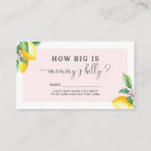 Carte D'accompagnement Citron rose Quelle taille a le ventre de maman ? (Devant)