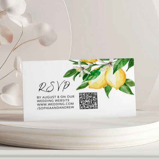 Carte D'accompagnement Citron vert Mariage QR Code RSVP