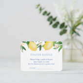 Carte D'accompagnement Citrons Carreaux Bleus Diaper Raffle Baby shower g (Debout devant)