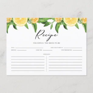 Carte D'accompagnement Citrons et oranges Fête des mariées Citrus Recette