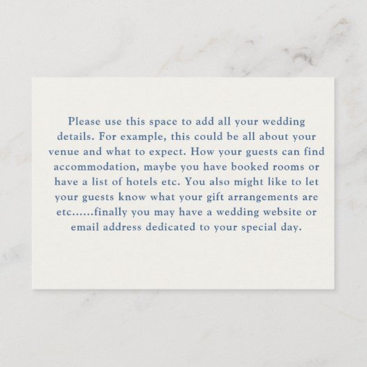 Carte D'accompagnement Citrons modernes jaune & bleu Détails du Mariage (Dos)