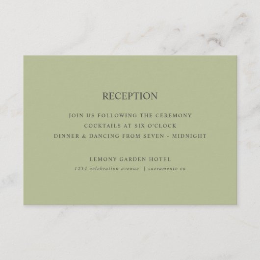 Carte D'accompagnement Citrons | RÉCEPTION DE MARIAGE Vert Sage (Devant)