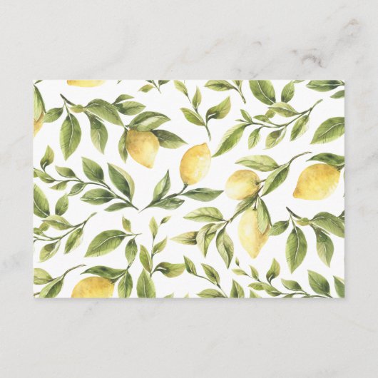 Carte D'accompagnement Citrons | RÉCEPTION DE MARIAGE Vert Sage (Dos)