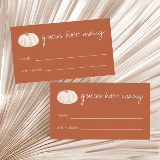 Carte D'accompagnement Citrouille Automne Baby shower Devinez Combien