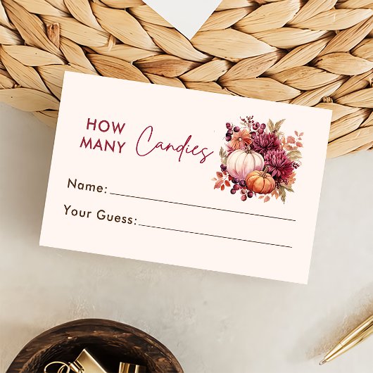 Carte D'accompagnement Citrouille Automne Devinez Combien De Candies Cart