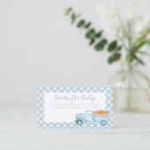 Carte D'accompagnement Citrouille Baby shower bleu Plaid Truck Demande de (Debout devant)