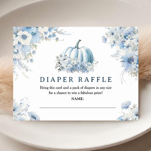 Carte D'accompagnement Citrouille Baby shower Dusty Blue Fall Diaper Raff