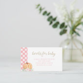 Carte D'accompagnement Citrouille Baby shower Floral Plaid Livres pour bé (Debout devant)