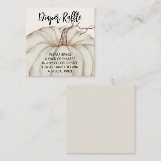 Carte D'accompagnement Citrouille blanc Déchets de Bébé Raffle (Devant / Derrière)