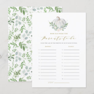 Carte D'accompagnement Citrouille blanc Quel âge avaient les parents Cart