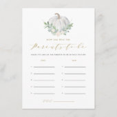 Carte D'accompagnement Citrouille blanc Quel âge avaient les parents Jeu (Devant)