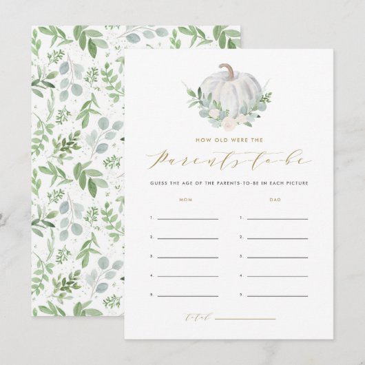 Carte D'accompagnement Citrouille blanc Quel âge avaient les parents Jeu (Devant / Derrière)