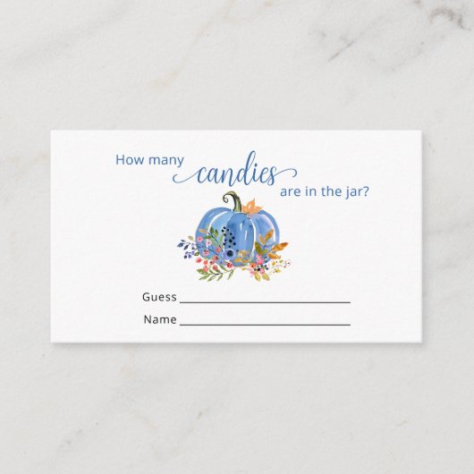 Carte D'accompagnement Citrouille bleu Automne Combien de bonbons (Devant)