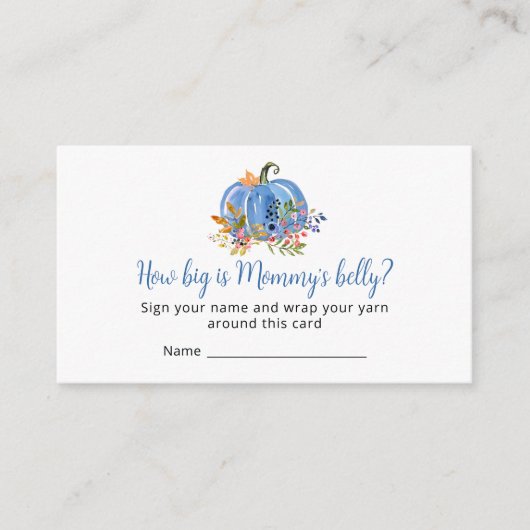 Carte D'accompagnement Citrouille bleu automne Quelle taille a le ventre (Devant)