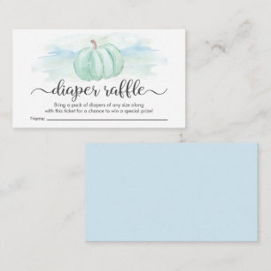 Carte D'accompagnement Citrouille Bleu Monnaie Aquarelle Papier Raffle Do