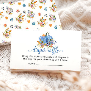 Carte D'accompagnement Citrouille bleu tombole Baby shower d'automne de