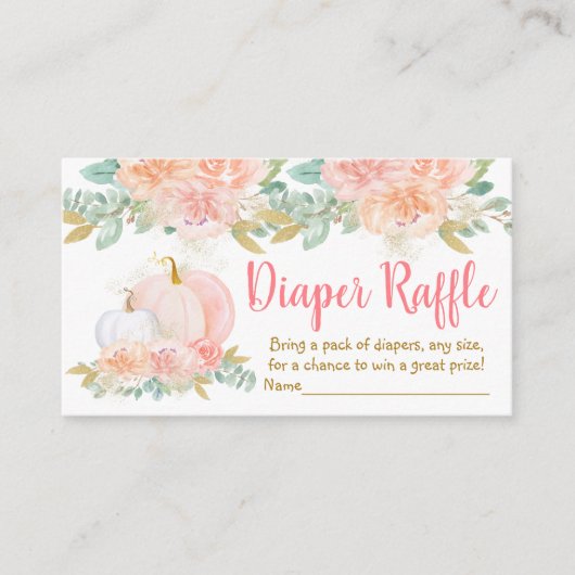 Carte D'accompagnement Citrouille Blush Baby shower floral Déchets (Devant)