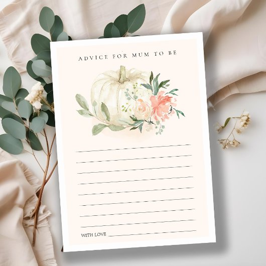 Carte D'accompagnement Citrouille Blush Floral Conseils pour le Baby show