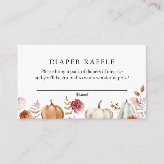 Carte D'accompagnement Citrouille Bourgogne Floral Diaper Raffle (Devant)