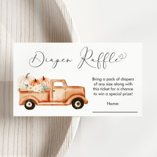 Carte D'accompagnement Citrouille Camion Autumn Baby shower Diaper Raffin