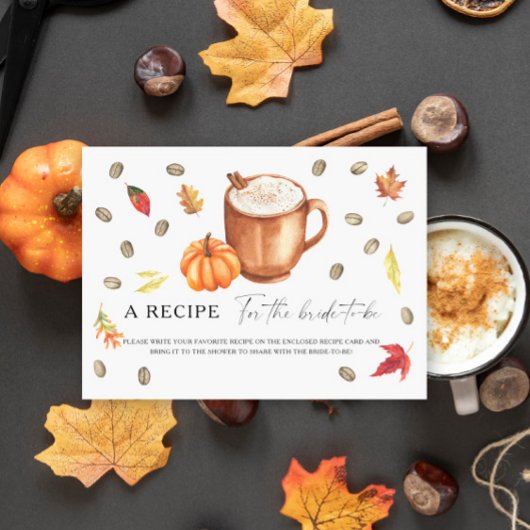 Carte D'accompagnement Citrouille Coffee nuptiale Recette pour la mariée