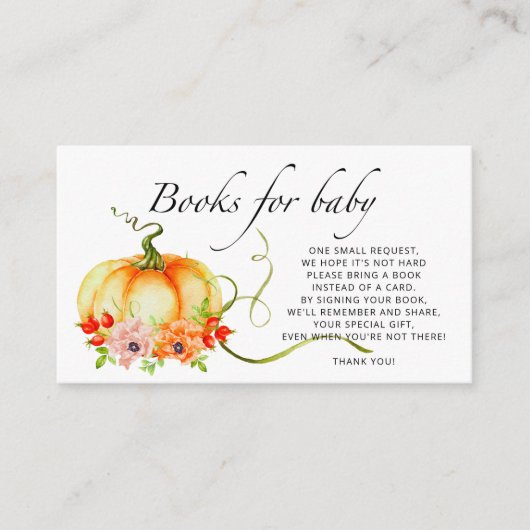 Carte D'accompagnement Citrouille d'aquarelle livres de automne pour le b (Devant)