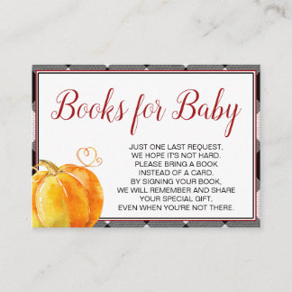Carte D'accompagnement Citrouille Fall Baby showers Livres pour bébé