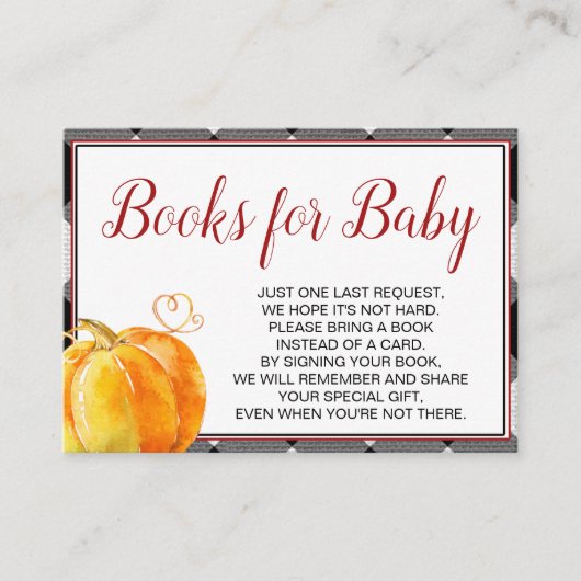 Carte D'accompagnement Citrouille Fall Baby showers Livres pour bébé (Devant)