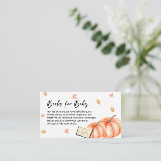 Carte D'accompagnement Citrouille Fall laisse des livres pour Baby Hallow (Debout devant)