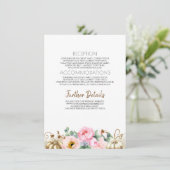 Carte D'accompagnement Citrouille or rose floral Vase Mariage Information (Debout devant)