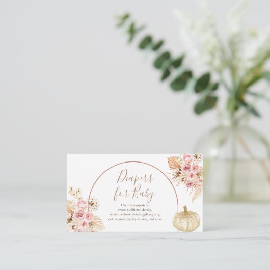 Carte D'accompagnement Citrouille Pampas Bébé Sprinkle Diapers Pour Bébé (Debout devant)