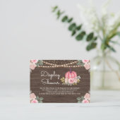 Carte D'accompagnement Citrouille Pink Or Floral Bois Display Douche (Debout devant)