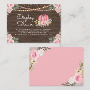Carte D'accompagnement Citrouille Pink Or Floral Bois Display Douche