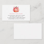 Carte D'accompagnement Citrouille rose | Baby shower d'automne | Demande (Devant / Derrière)